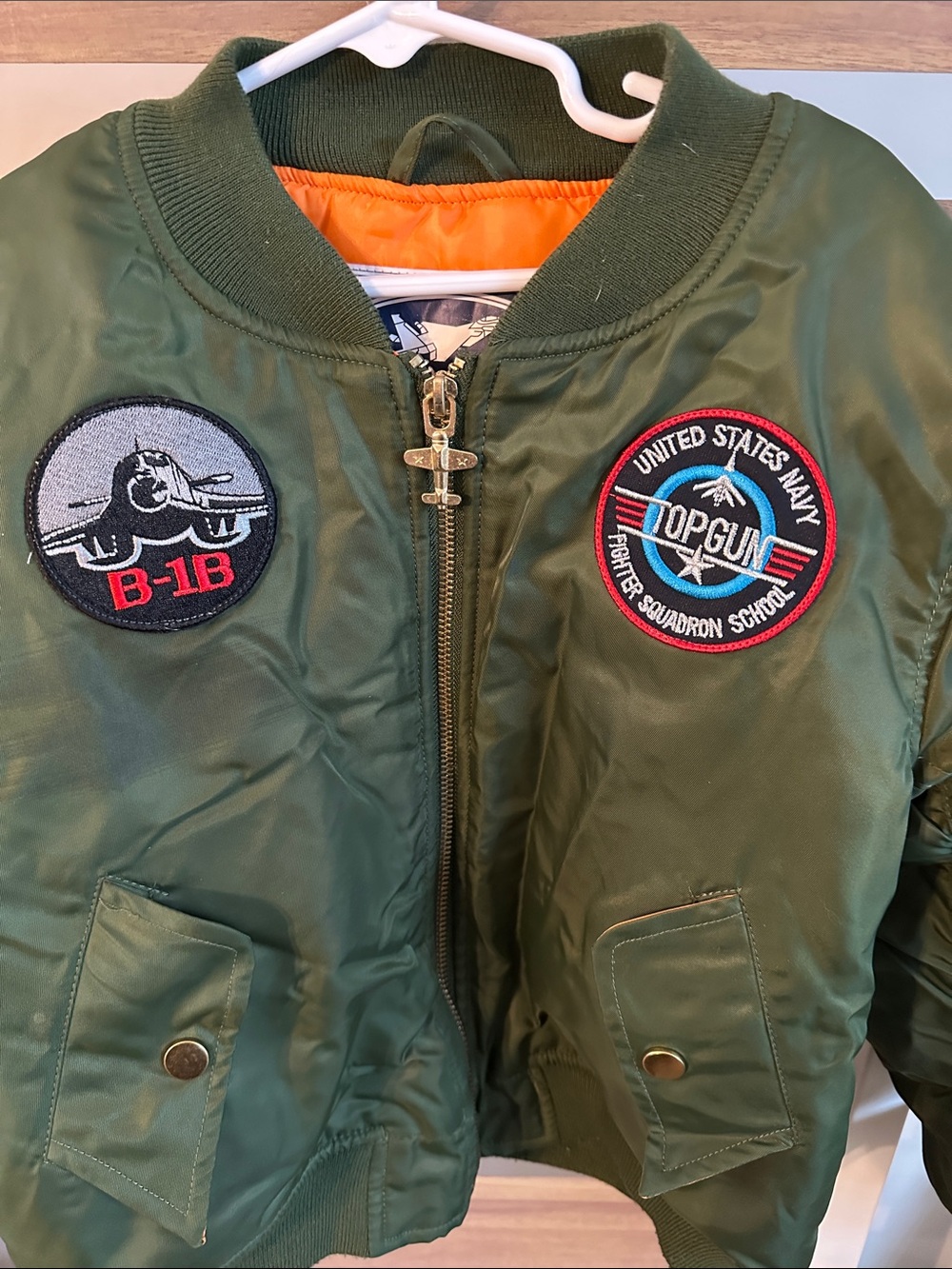 Up and away Jr Children's Olive Green Bomber Jacket with Patches